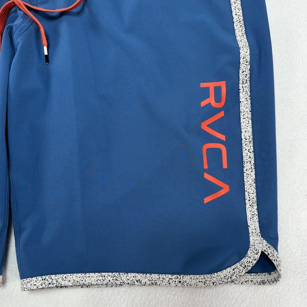 RVCA Board Shorts Mens 30 Blue Performance Stretch Surf Swim Trunks Speckle Trim - Picture 2 of 11